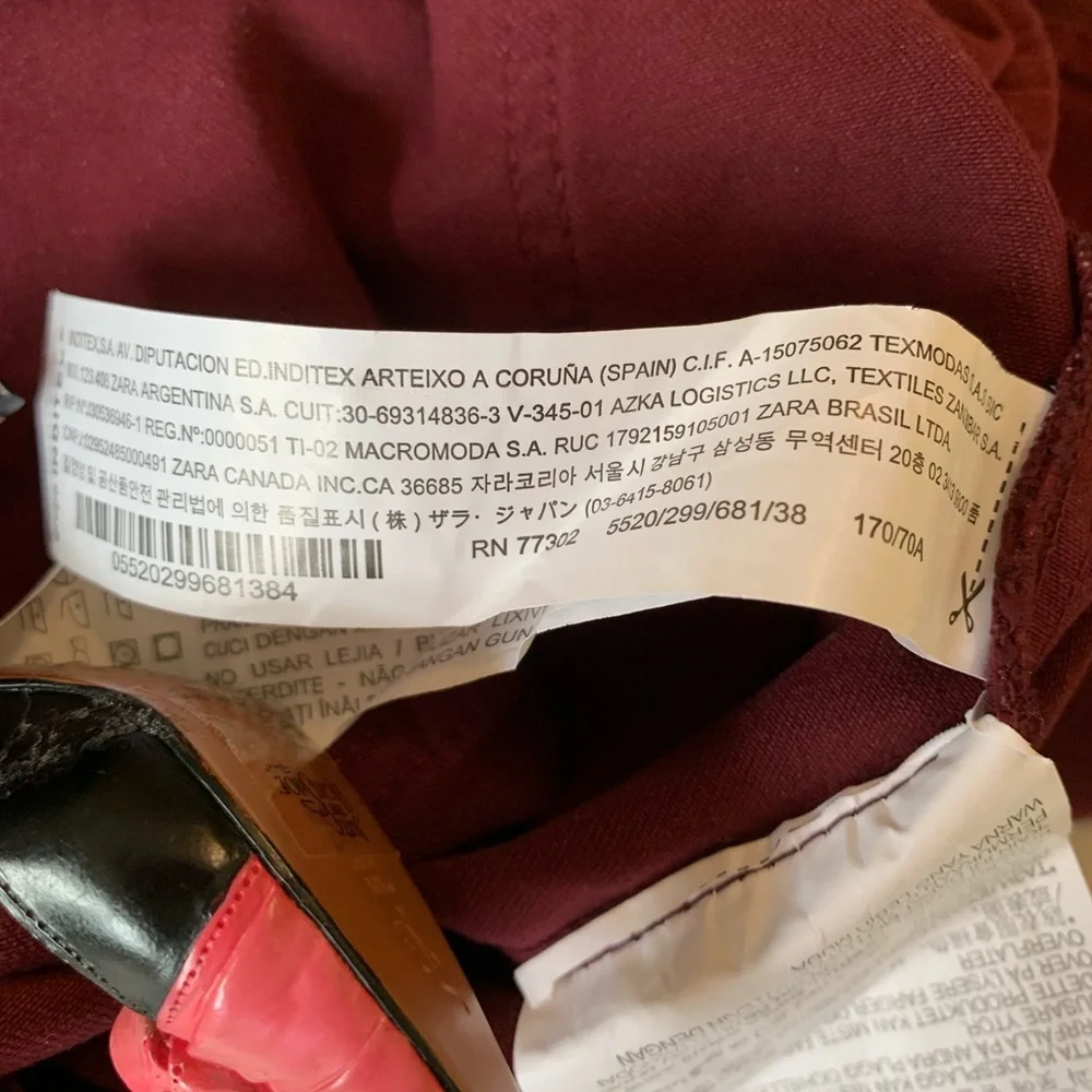 ZARA TRAFALUC deep maroon super skinny ladies jeans size 6 NWT